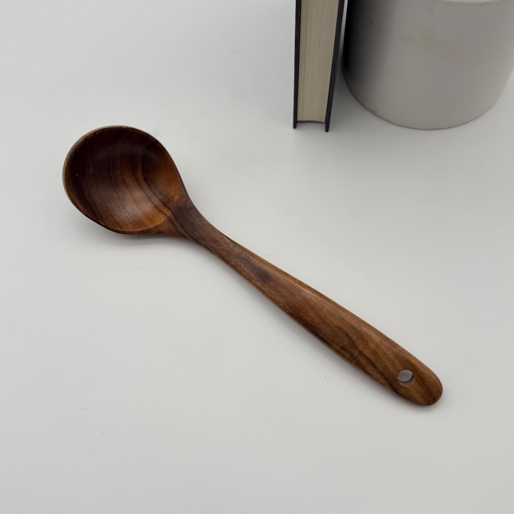 Handcrafted Acacia Wood Serving Soup Stew Serving Utensil Ladle w Hanging Hole
